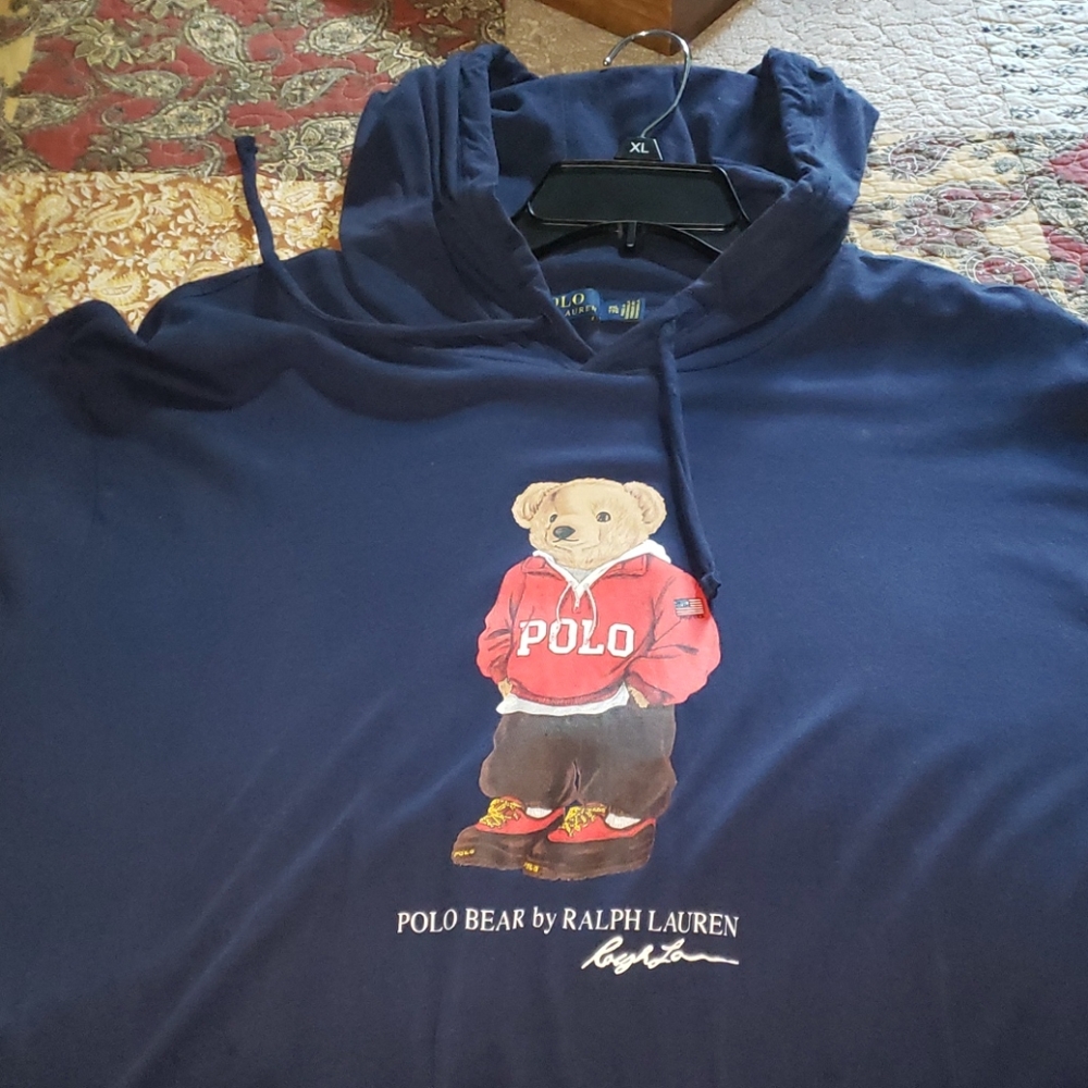 A hooded polo bear long sleeve tee.